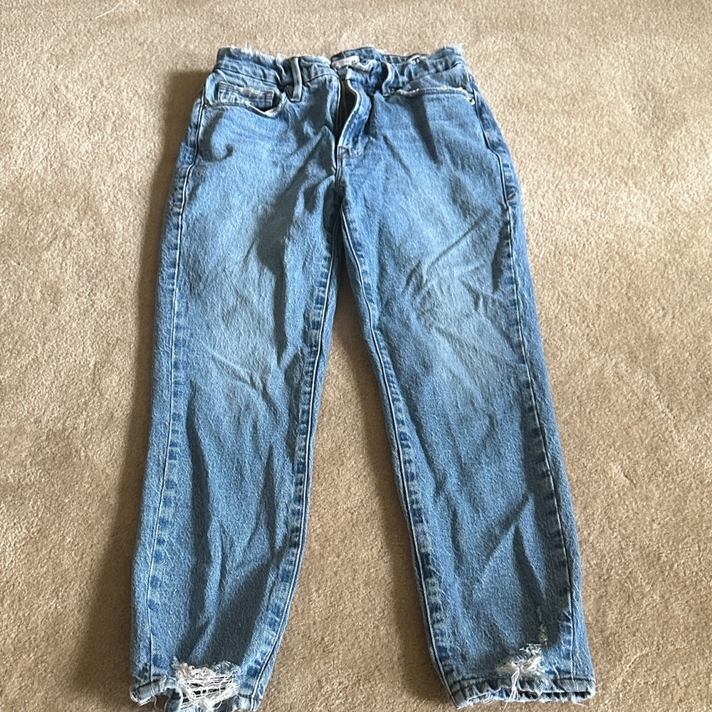 Good American Distressed Blue Boyfriend Jeans